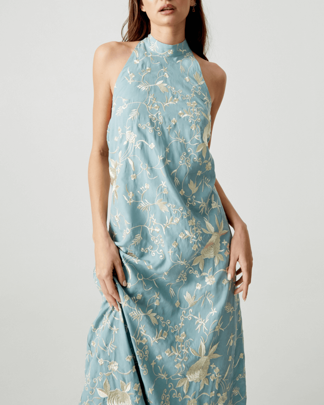 Halter Neck Midi Dress - Fashionpara