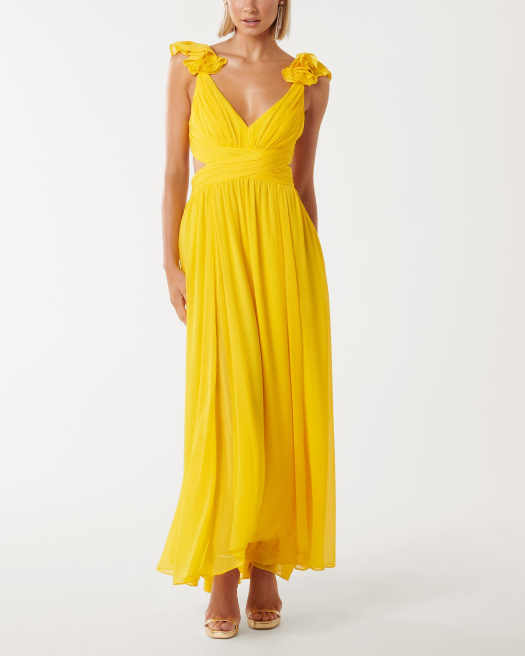 Ruffle Shoulder Maxi Dress - Fashionpara