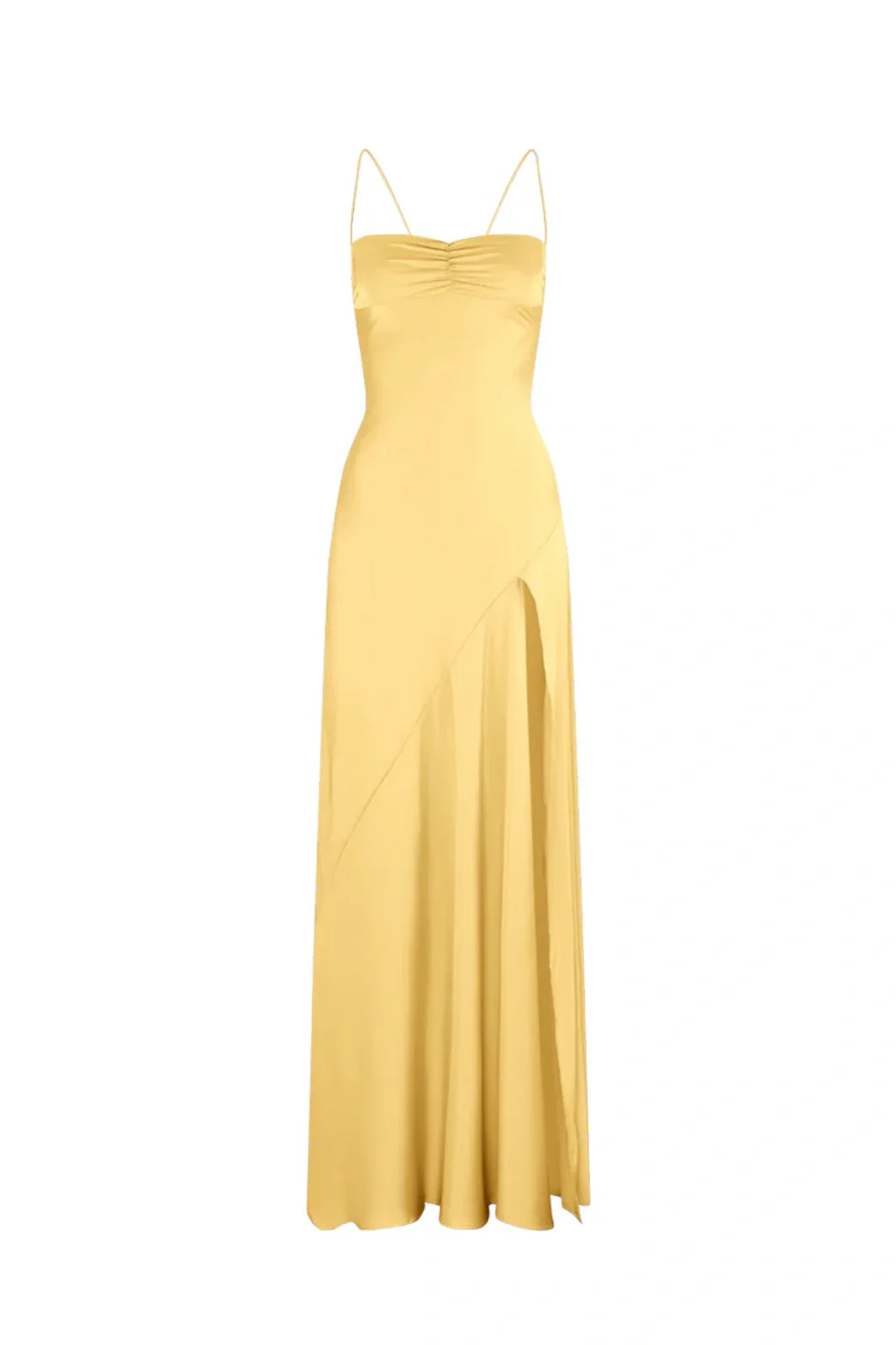 Simple Sheath Spaghetti Straps Pink Long Party Dress with Split Front