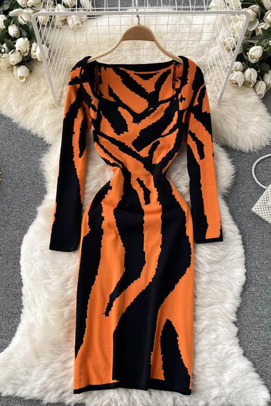 Elegant Knitted Sweater Dress for Office Ladies - Z159