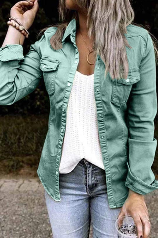 Florcoo Long Sleeve Solid Color Jacket Tops(4 Colors)