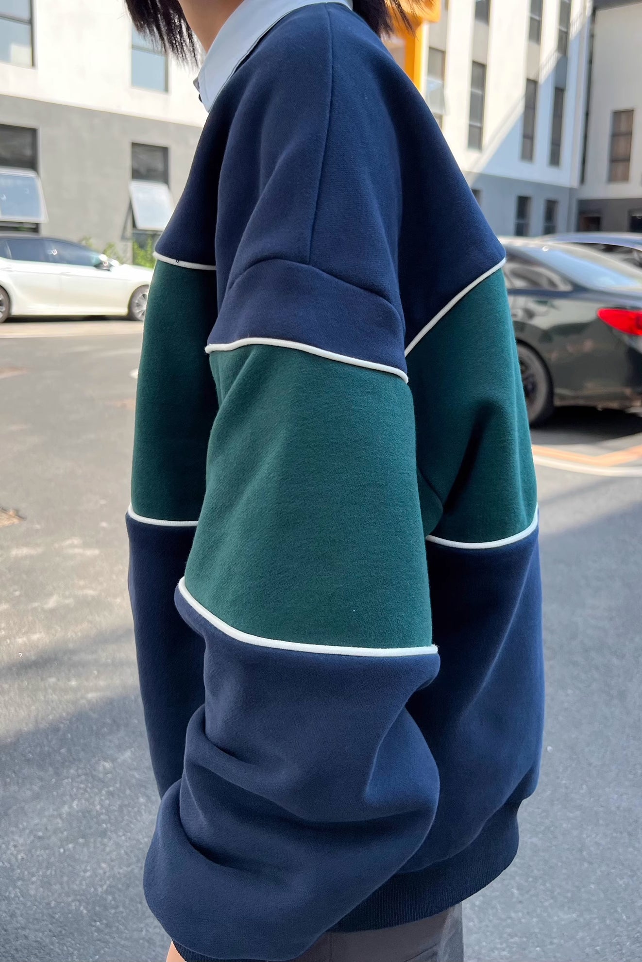 Contrast Letter Print Drop Sleeve Sweatshirt