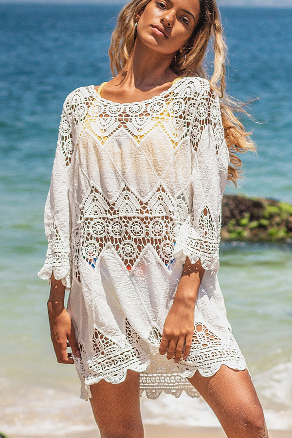 Round Neck Ethnic Swimwear Cover Ups