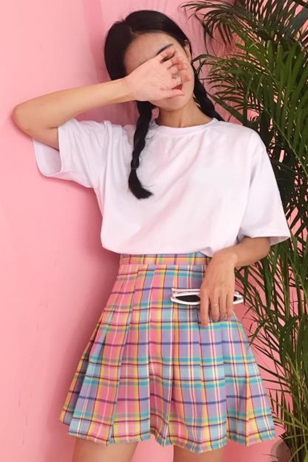High Waist Cute Pastel Rainbow Mini Skirts - Fashionpara
