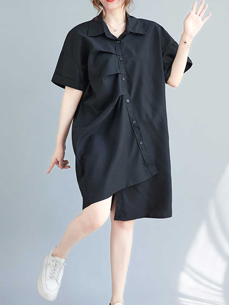 Cotton Short Sleeves Shirt Dress 5