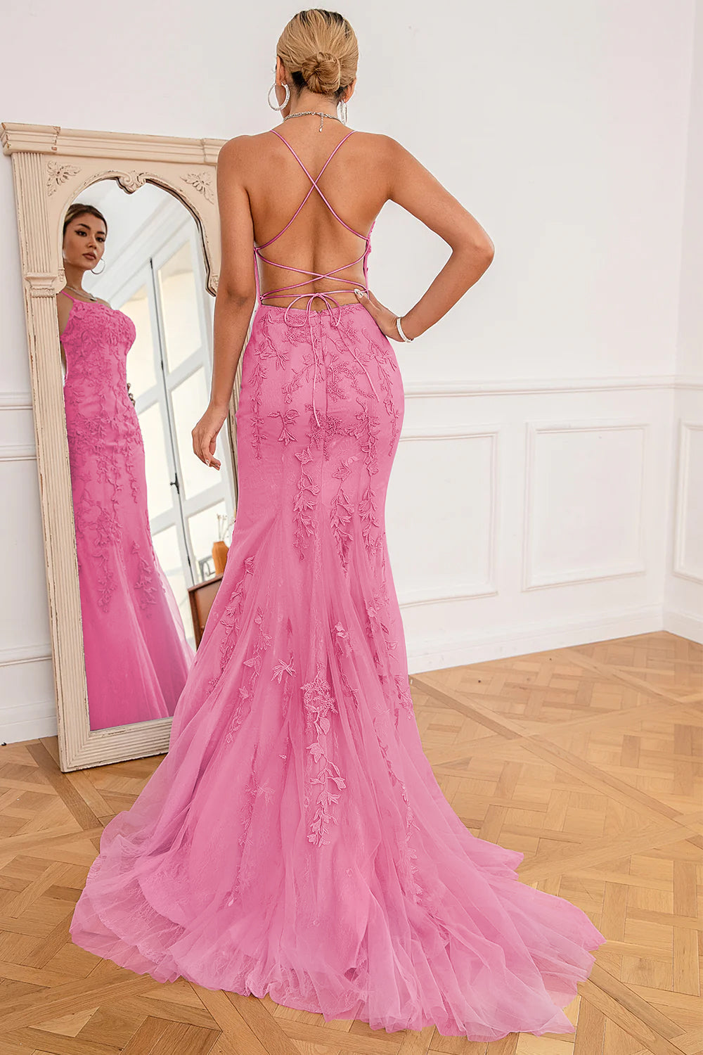 Mint Mermaid Long Prom Dress with Appliques - Fashionpara