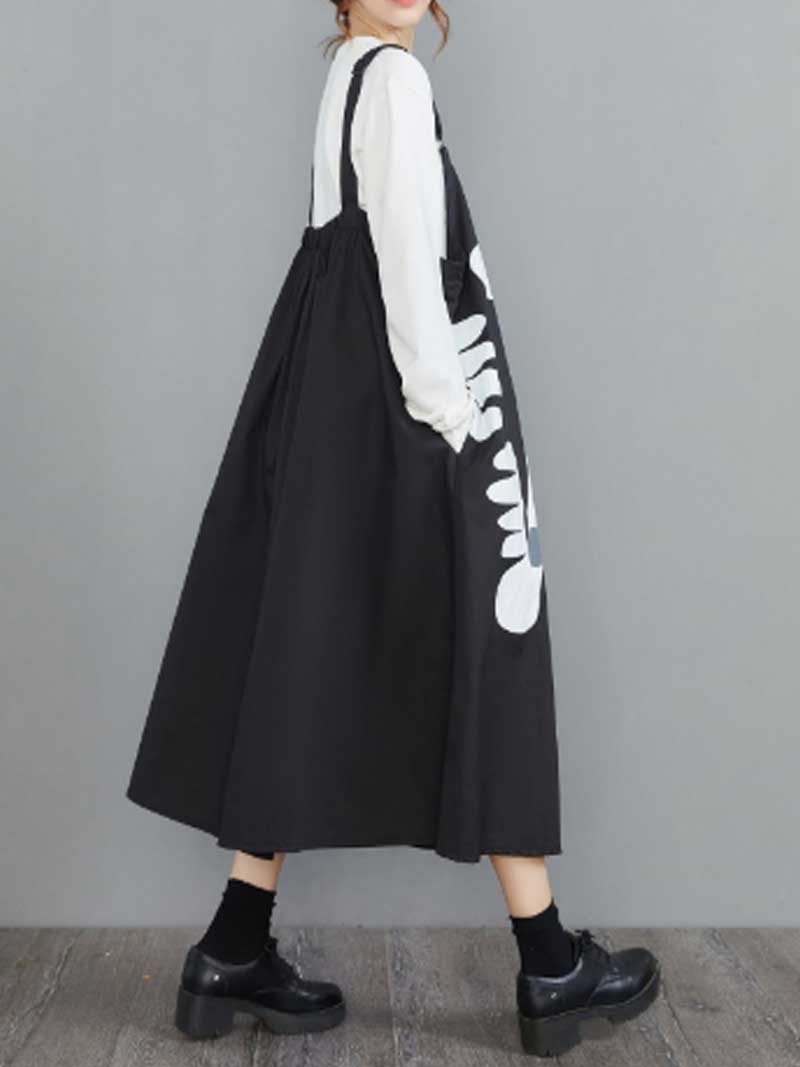 Floral Print Front Zip Pinafore Salopette Midi Dress 2