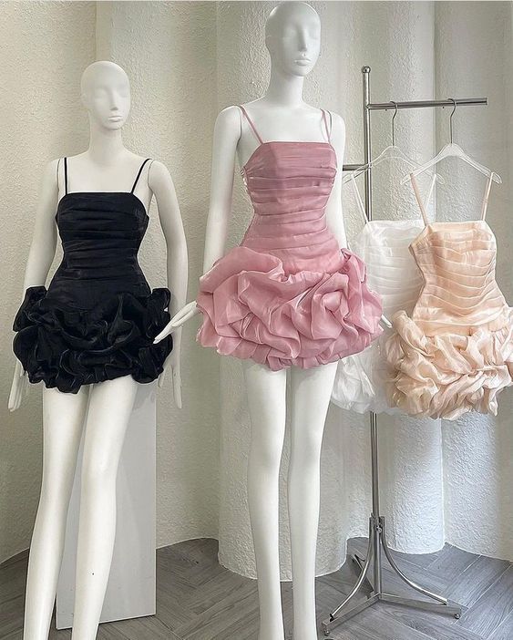 chic sheath pink organza homecoming dress 16th birthday outfits - Fashionpara