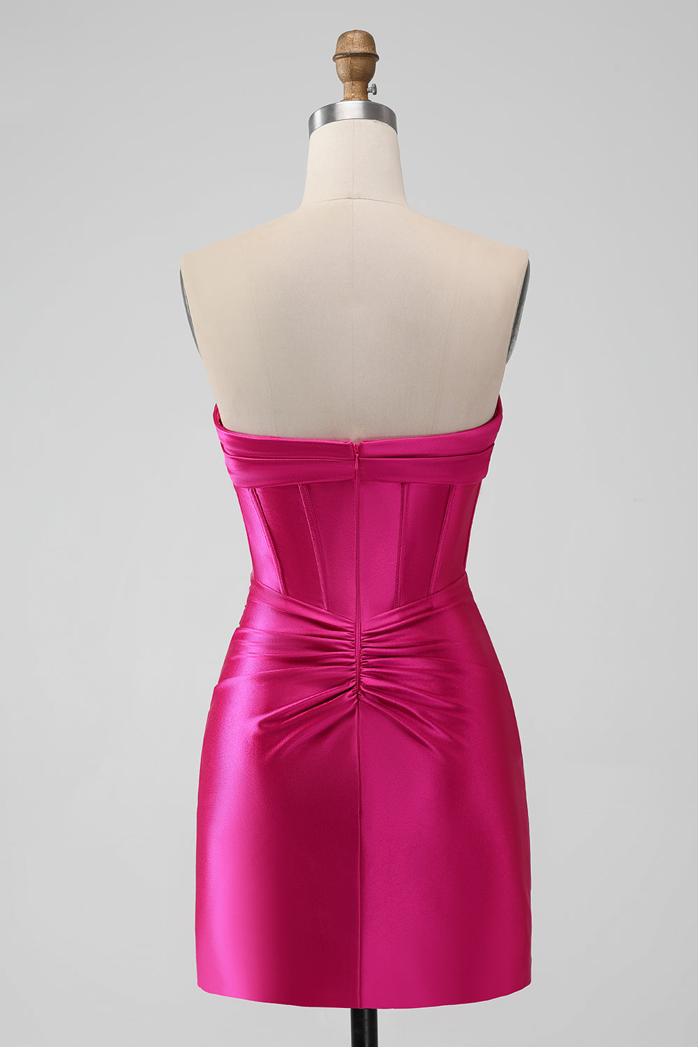 Copper Bodycon Sweetheart Satin Corset Short Homecoming Dress - Fashionpara