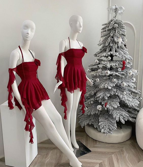 Simple Burgundy Chiffon Birthday Dress Homecoming Dresses - Fashionpara