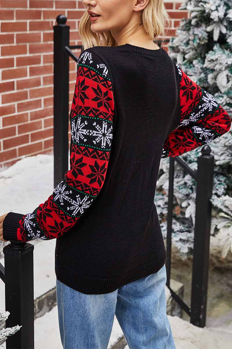 Florcoo Festive Santa Embroidered Knit Sweater for Winter