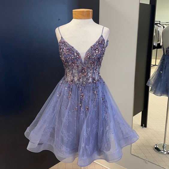 Sparkly Homecoming Dress with Corset Bodice Short Prom Dresses - Fashionpara