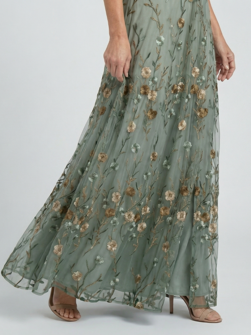 Floral V-Neck Flutter Sleeve Wrap Maxi Dress 3
