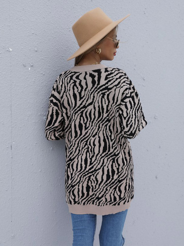 Zebra Print Knit Sweater Dress for Effortless Style