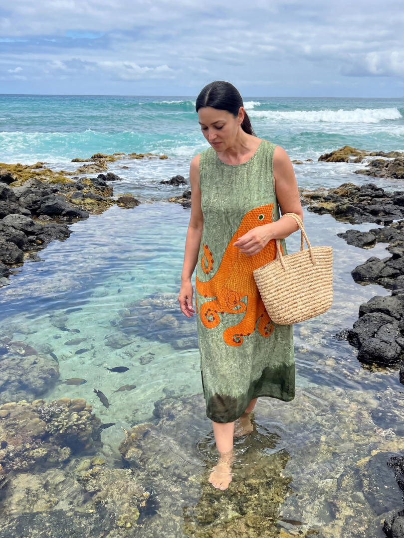 Octopus Print Sleeveless Midi Dress 2