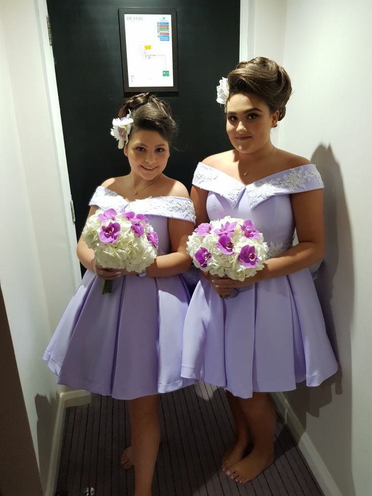 Lavender Bridesmaid Dresses Knee Length Wedding Party Gowns Plus Size Custom Made