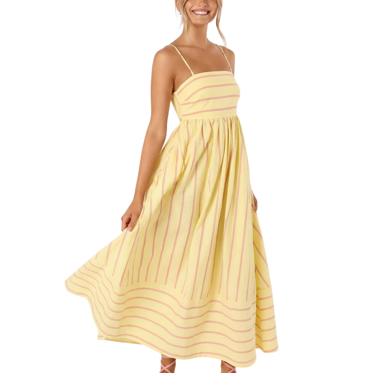 Striped Spaghetti Strap Tiered Maxi Dress 3
