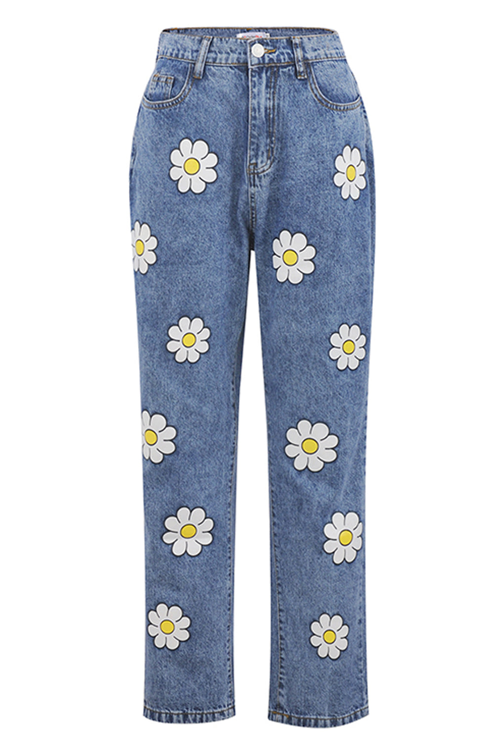 KittenAlarm - Cute Daisy Cartoon Pattern Jeans Pants