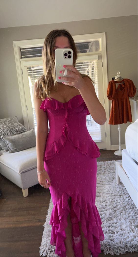 Straps Sheath Prom Dress Layered Evening Gown - Fashionpara