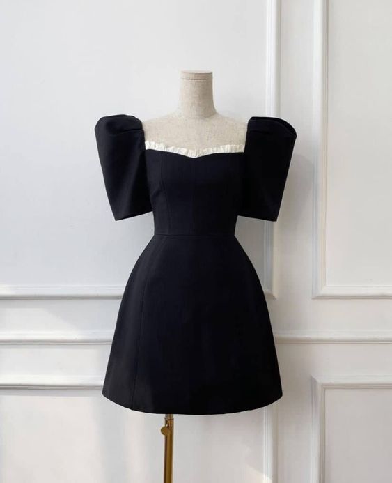 Cute black short prom dress,black hoco dress - Fashionpara