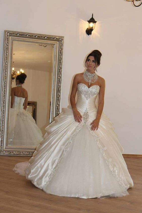 Floor-Length Ball Gown Sweetheart Tulle Sleeveless Ruffles Wedding Dresses