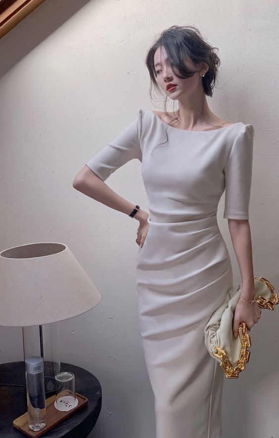 White Evening Dress, Party Dress For Women - Fashionpara