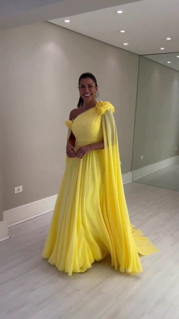 Vintage Long One Shoulder Evening Desses With Flower A-Line Floor Length Sweep Train Prom Dresses for Women - Fashionpara