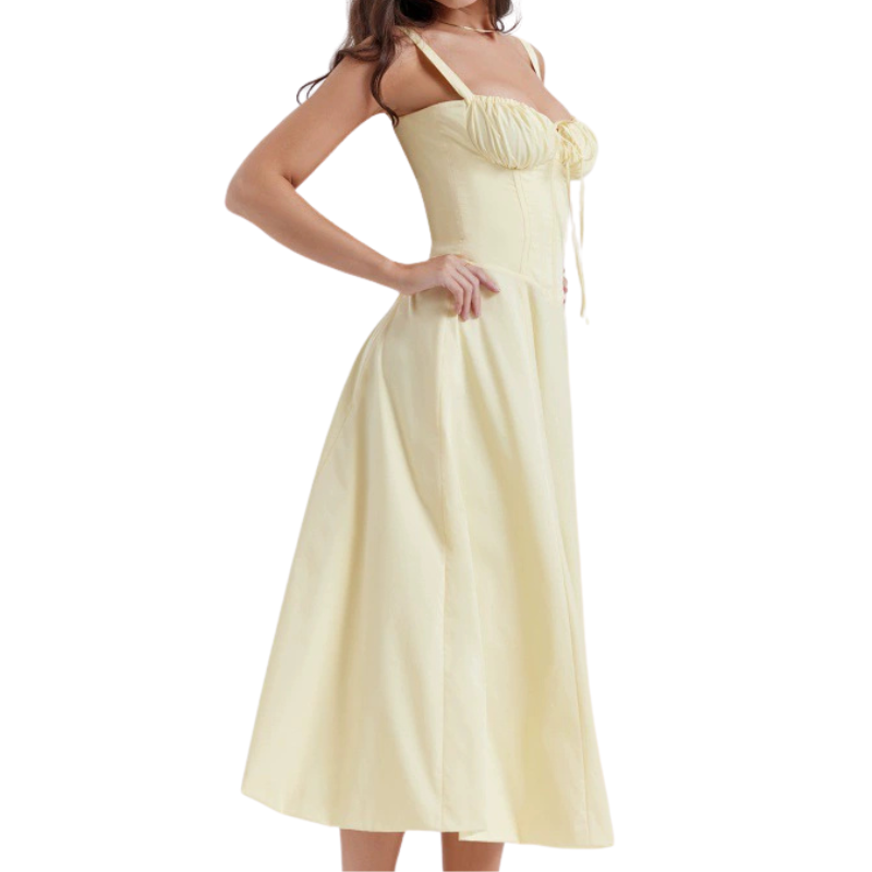 Floral Sweetheart Neckline Ruched Corset Midi Dress 5