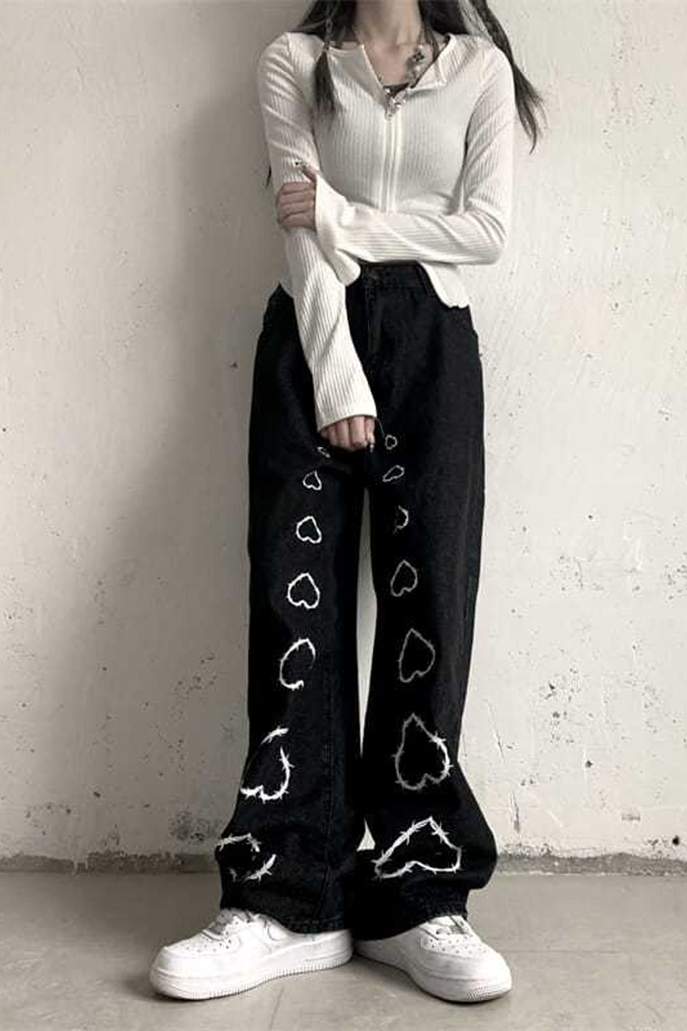 KittenAlarm - Big Love Pattern Casual Wide Leg Pants
