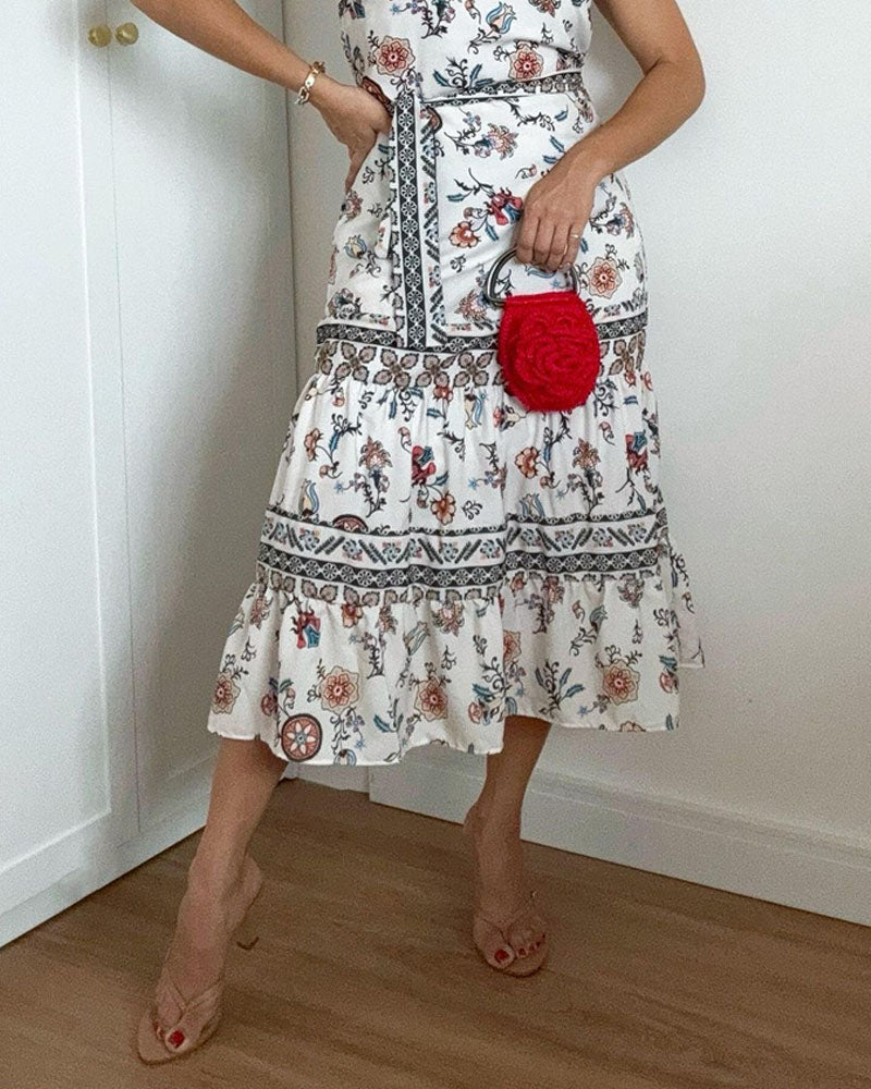 Elegant One-shoulder Print Dress - Fashionpara