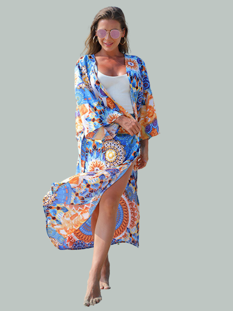 Enlighten Me Blue Polyester Kimono Jacket 2