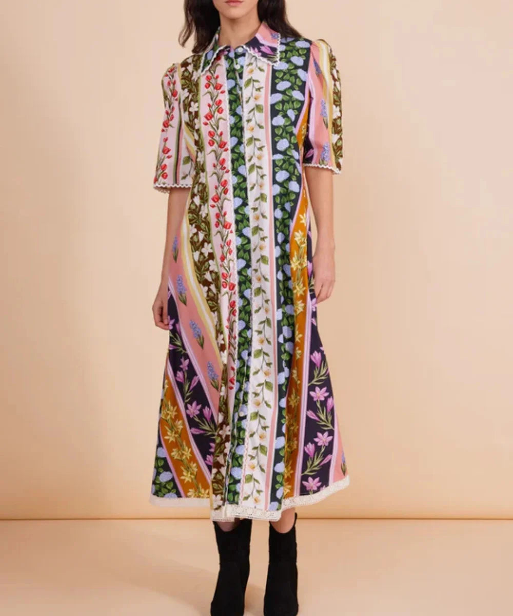 Vintage Garden Lace Midi Dress - Fashionpara