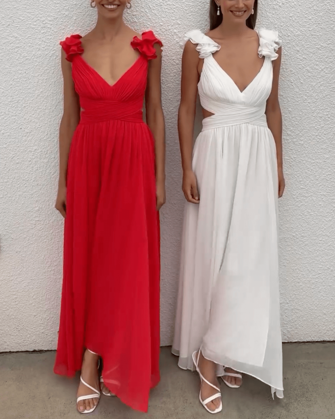 Ruffle Shoulder Maxi Dress - Fashionpara