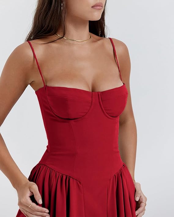 Corset Bustier Fit and Flare Midi Dress 20