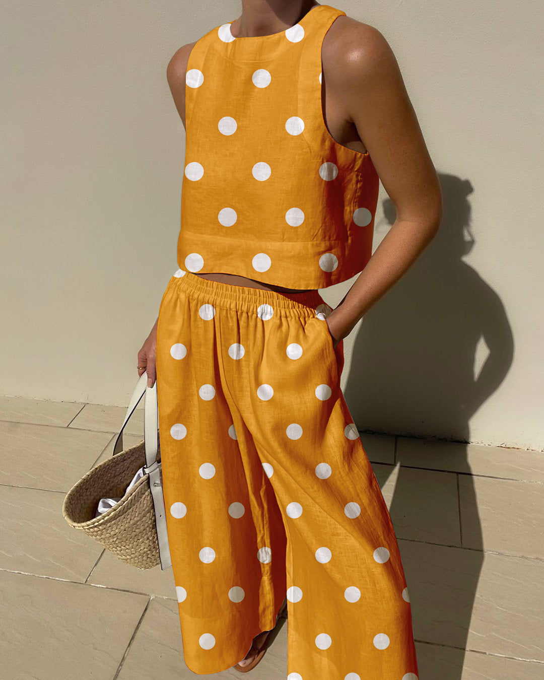 Vintage Polka Dots Prints Two-pieces Set - Fashionpara