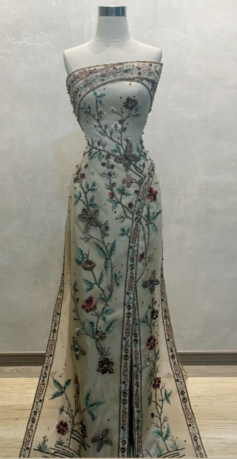 Beaded Flower Long Prom Dress Charming Formal Party Dress - Fashionpara