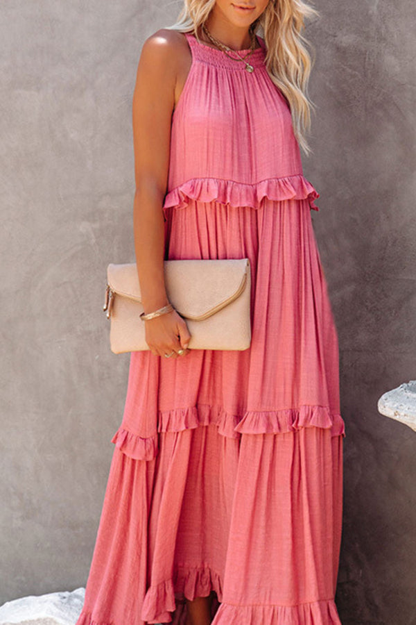 Irregular cake skirt sleeveless long mop skirt - Fashionpara