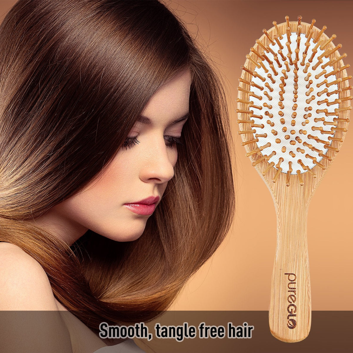 Natural Bamboo Hairbrush and Mini Travel Comb Set