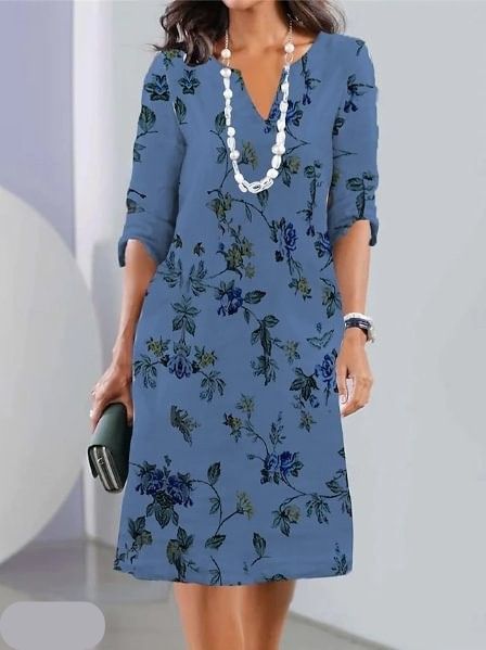 Floral Print Scoop Neck Short Flutter Sleeve Layered Midi Dress - View 3