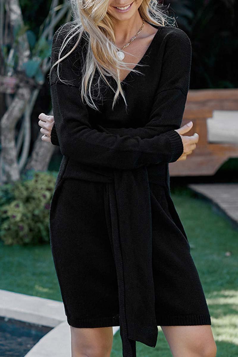 Florcoo Stylish Half Belt Casual Sweater for Effortless Chic