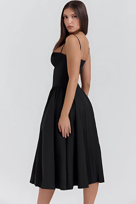 Corset Bustier Fit and Flare Midi Dress 9