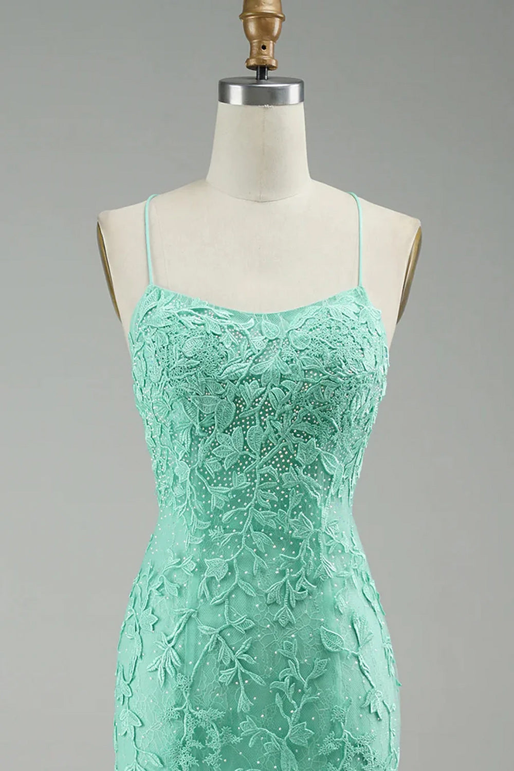 Mint Mermaid Long Prom Dress with Appliques - Fashionpara