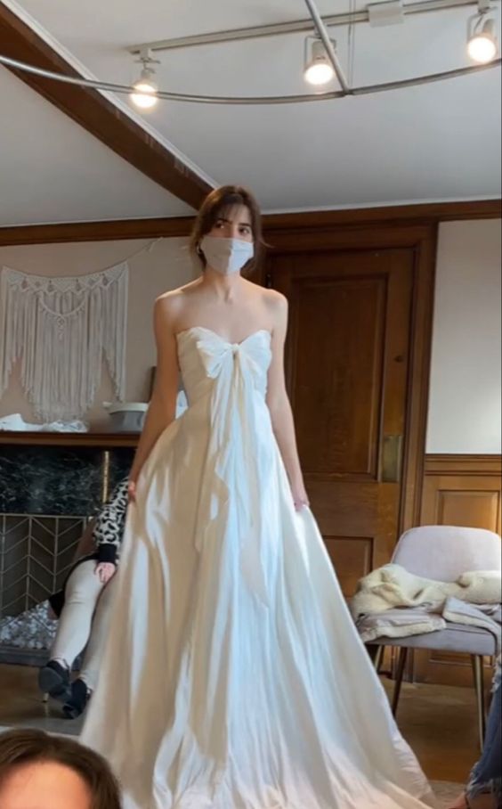 Strapless A-line Wedding Dresses, Newest Long Prom Dresses, Popular Simple Bridal Gowns