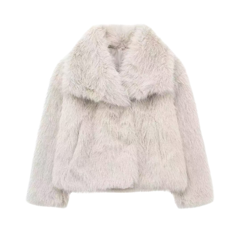 Faux Fur Shawl Collar Cropped Coat 2