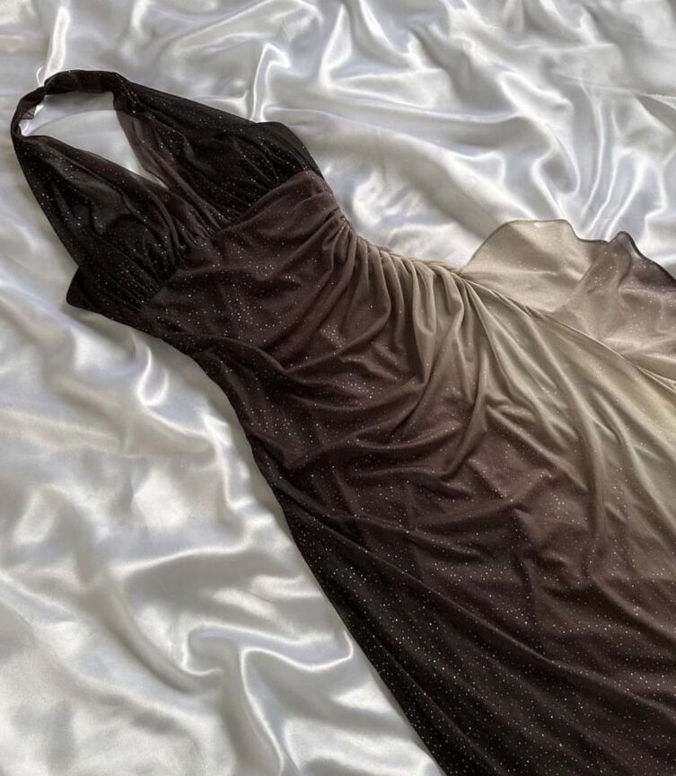 Shiny Long Prom Dress Formal Dress Halter Evening Dress - Fashionpara