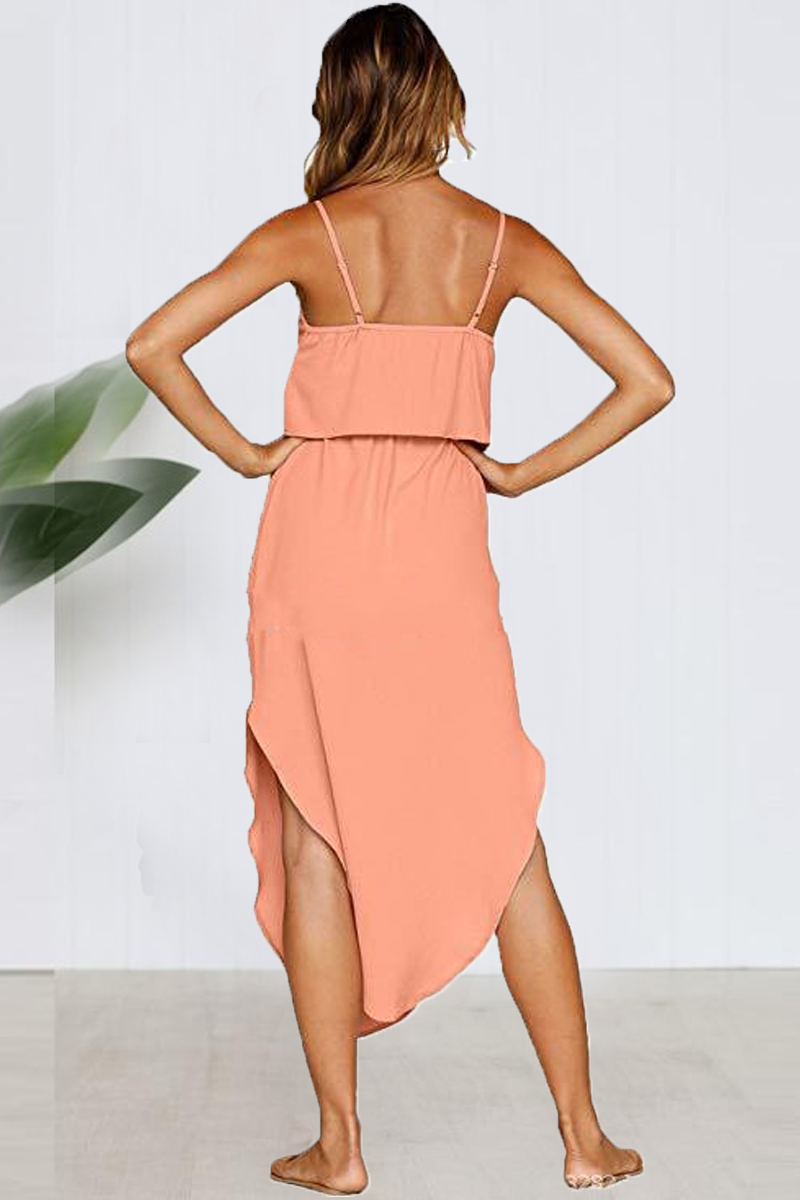 Florcoo Waist Strap Side Slit Fashion Dress