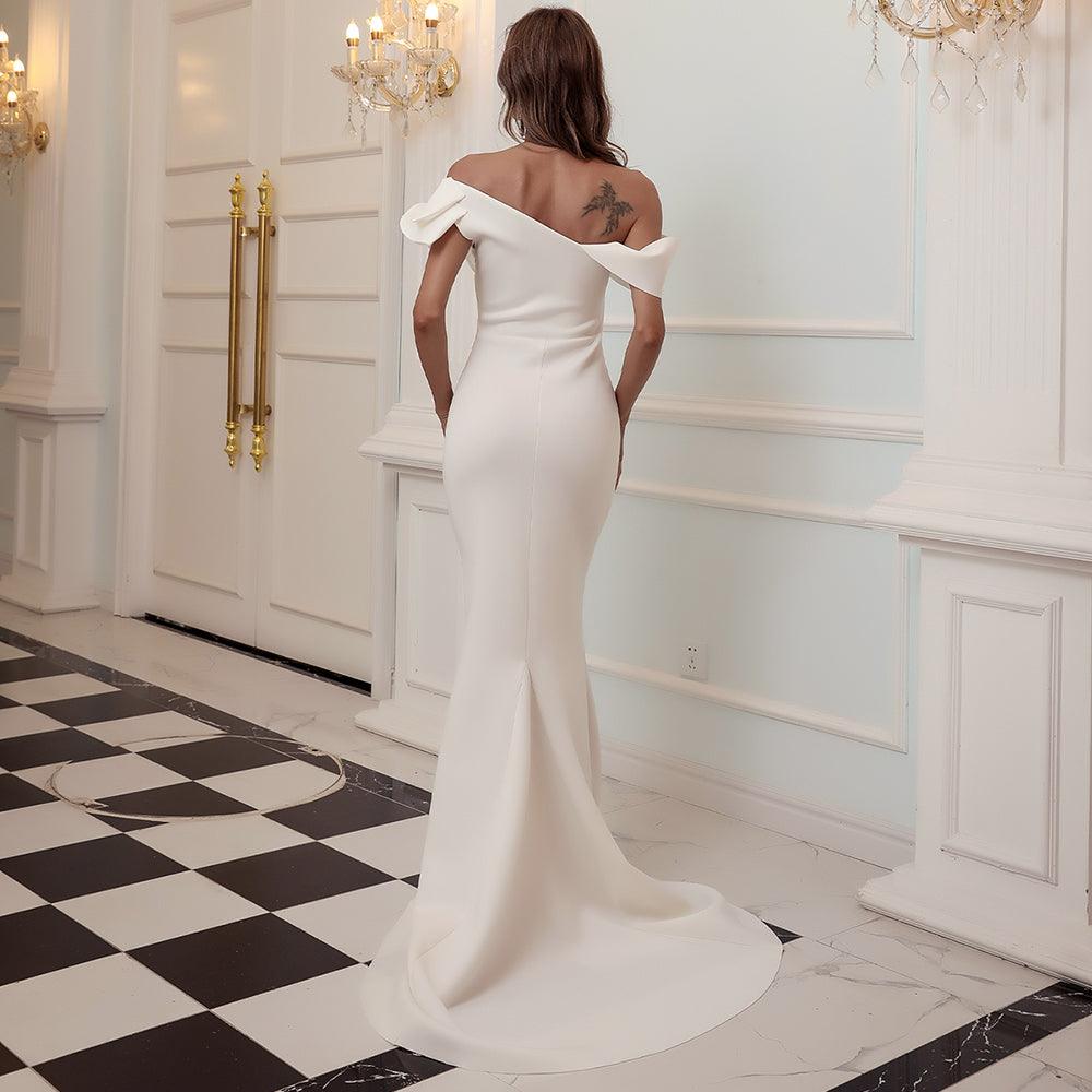 Ruffled Single Shoulder Evening Dress - Fashionpara