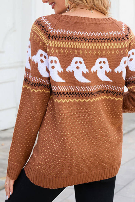 PrincessAce Halloween Polka Dot Ghost Sweater for Festive Fun