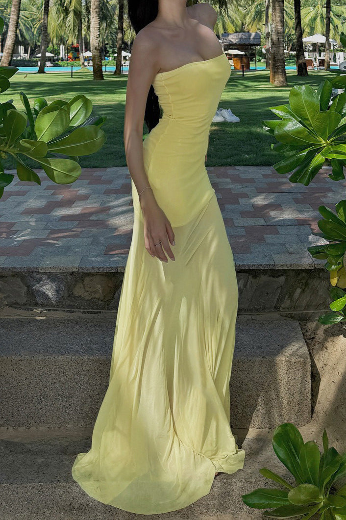Strapless Ruched Mermaid Evening Maxi Dress - View 8