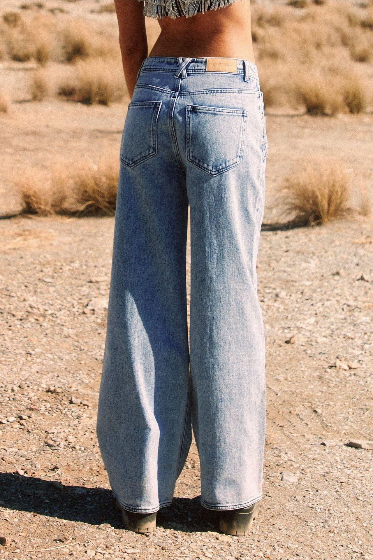 Fringe Chain Detail Denim Jean